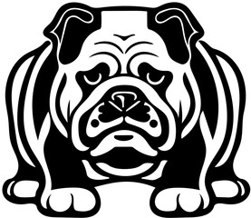 Mascot logo of a bulldog in black and white, vector illustration of a pet dog