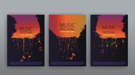Music Festival flyer concept Jazz or Electronic and Rock Music Fest.