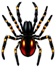 Vector of black spider with orange belly