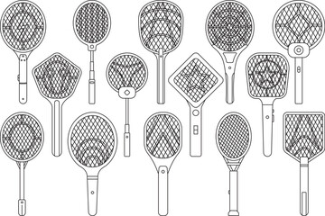Electric Fly Swatter Outline Bundle,Clip Art 