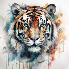 Tiger illustration in watercolor technique