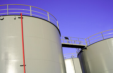 Gas container with cloudless blue sky - Torry oil terminal - Aberdeen - Scotland - UK