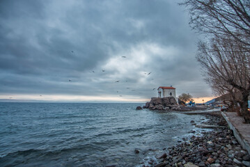 various views from the streets of skala skamnias town of lesbos island