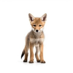Fototapeta premium Baby Coyote isolated on white (generative AI)