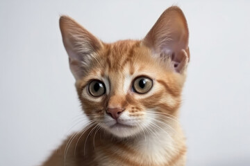 Havana Brown Kitten On White Background. Generative AI