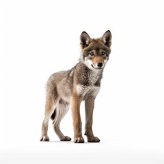 Obraz premium Baby Wolf isolated on white (generative AI)