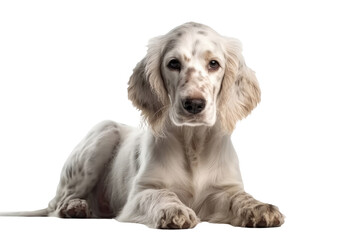 English Setter Dog Puppy, Full Body. Isolated On A Transparent Background, Png. Generative AI