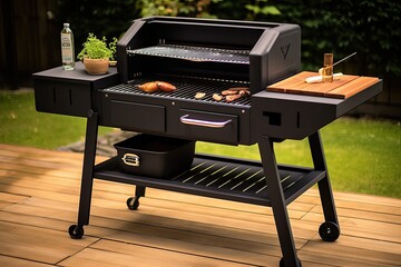 charcoal grill, featuring a spacious cooking area and adjustable vents for precise temperature control, perfect for achieving a smoky and flavorful barbecue - Generative AI