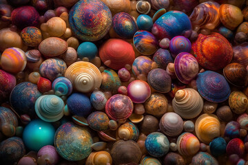 Fototapeta na wymiar Seashell Planetscape Generative AI Vibrant Colorful 