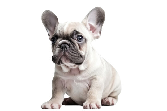 French Bulldog Dog Puppy, Full Body. Isolated On A Transparent Background, Png. Generative AI