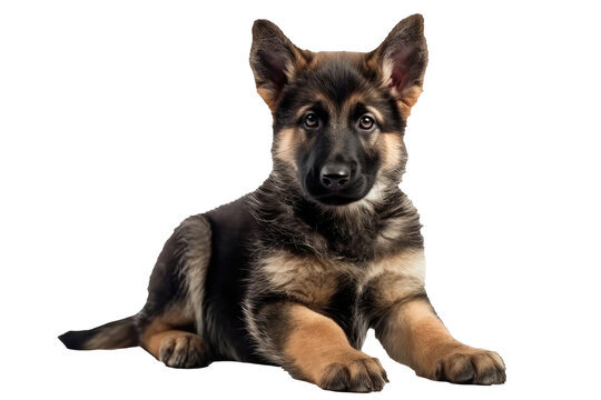 German Shepherd Dog Puppy, Full Body. Isolated On A Transparent Background, Png. Generative AI
