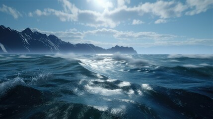 Fototapeta premium sun and the sea wave