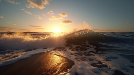 Fototapeta na wymiar sun and the sea wave