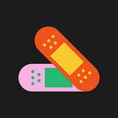 Bandages retro style. Cute elements and characters in psychedelic 70s style. Hippie, psychedelic droove, retro and vintage. Vector Illustration