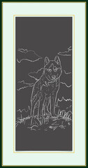 Siberian husky  chalk sketch style vector editable eps 10 