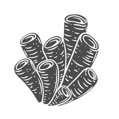 Tube sponge coral glyph icon vector illustration. Stamp of underwater marine animal with pipe shape from tropical deep water, sea and ocean biodiversity, silhouette of natural coral reef wildlife