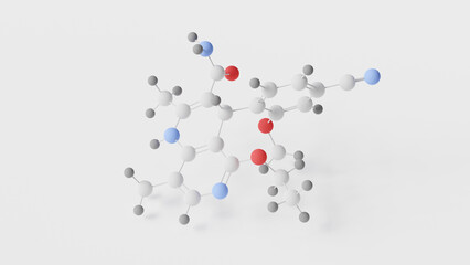 finerenone molecule 3d, molecular structure, ball and stick model, structural chemical formula kerendia
