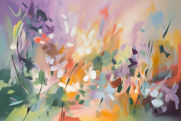 Obraz na płótnie Canvas Surreal Spring Abstract Fresh Flower Garden Generative AI 