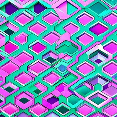 A grid of hexagons in shades of pink and purple, with a central diamond shape in white3, Generative AI