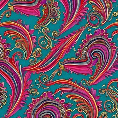 A swirling, paisley-like pattern in shades of pink and red1, Generative AI
