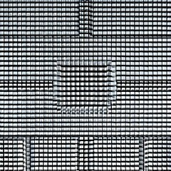 A symmetrical design of squares in shades of gray and black, with a small circle at the center2, Generative AI