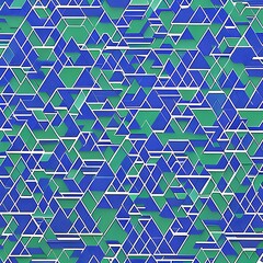 A repeating pattern of interlocking triangles in shades of blue and green5, Generative AI