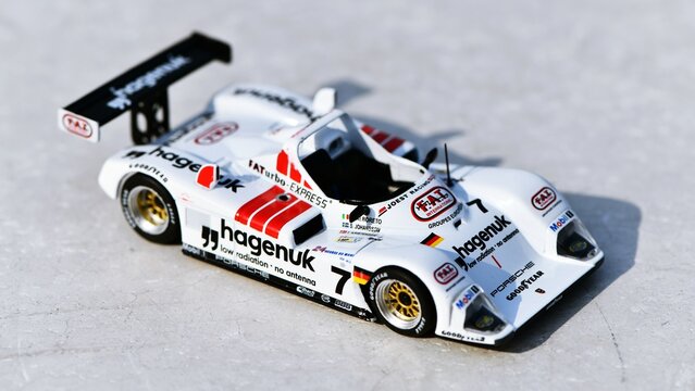 Remote-controlled model of a Porsche TWR 1.18 Spark Joest WSC 95 No.7 24h Le Mans 1997 