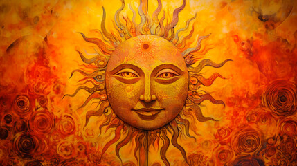 The concept of the symbolism of the planets in Astrology. Mythical creature as a symbol of the sun God Ra Helios