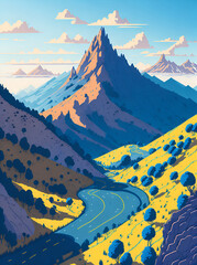 Col de Turini road landscape. AI generated illustration