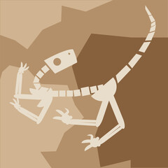 Dinosaur diplodocus skeleton remains archeology excavation concept. Vector flat graphic design illustration © Jureeporn