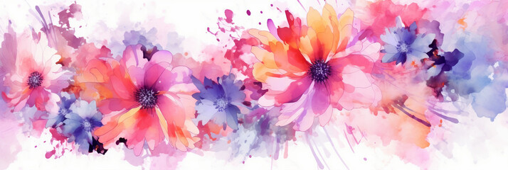 Abstract Watercolor flowers background. Pastel colors. Created with Generative AI tools