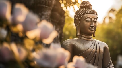 Buddha statue at outdoor, Generative AI