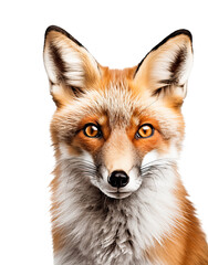 face / portrait of a beautiful red fox isolated over a transparent background, wildlife and nature design element, generative AI - 599686003