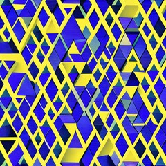 Fototapeta premium A repeating pattern of interlocking triangles in shades of purple and blue1, Generative AI