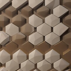 An intricate design of interlocking hexagons in shades of brown and beige5, Generative AI