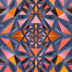 A symmetrical design of triangles in shades of pink and orange, resembling a butterfly3, Generative AI