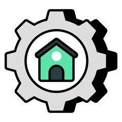 Conceptual flat design icon of home setting