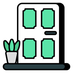 Conceptual flat design icon of door