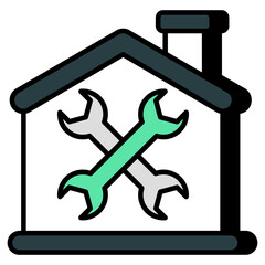 Conceptual flat design icon of home setting