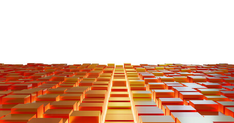 Abstract orange Sci-Fi Cube background. 3d rendering.	