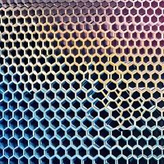 A repeating pattern of interlocking hexagons in shades of pink and purple3, Generative AI