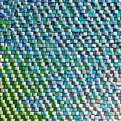 Fototapeta premium A gradient of green and blue triangles arranged in a mosaic pattern2, Generative AI