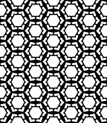 Black and white seamless abstract pattern. Background and backdrop. Grayscale ornamental design. Mosaic ornaments. Vector graphic illustration. EPS10.