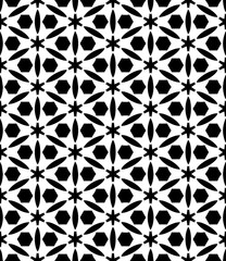 Black and white seamless abstract pattern. Background and backdrop. Grayscale ornamental design. Mosaic ornaments. Vector graphic illustration. EPS10.
