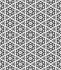 Black and white seamless abstract pattern. Background and backdrop. Grayscale ornamental design. Mosaic ornaments. Vector graphic illustration. EPS10.