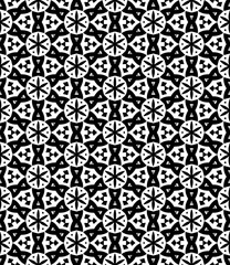 Black and white seamless abstract pattern. Background and backdrop. Grayscale ornamental design. Mosaic ornaments. Vector graphic illustration. EPS10.