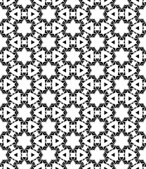 Black and white seamless abstract pattern. Background and backdrop. Grayscale ornamental design. Mosaic ornaments. Vector graphic illustration. EPS10.