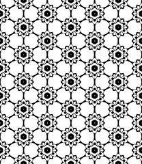 Black and white seamless abstract pattern. Background and backdrop. Grayscale ornamental design. Mosaic ornaments. Vector graphic illustration. EPS10.