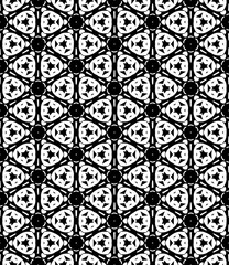 Black and white seamless abstract pattern. Background and backdrop. Grayscale ornamental design. Mosaic ornaments. Vector graphic illustration. EPS10.
