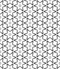 Black and white seamless abstract pattern. Background and backdrop. Grayscale ornamental design. Mosaic ornaments. Vector graphic illustration. EPS10.